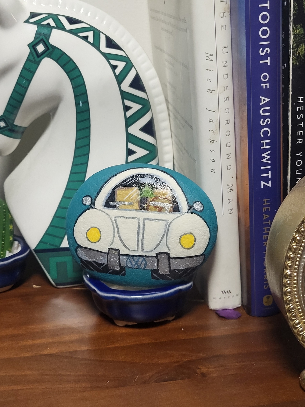 Decorative VW Car Hand-Painted Stone - Home Art Accent